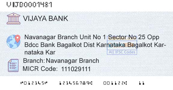 Vijaya Bank Navanagar BranchBranch 