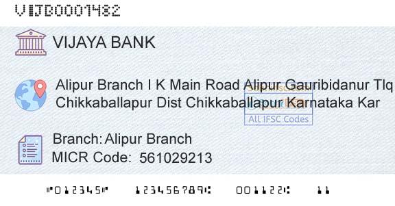 Vijaya Bank Alipur BranchBranch 
