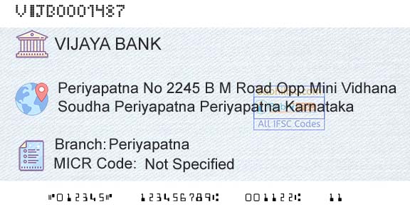Vijaya Bank PeriyapatnaBranch 