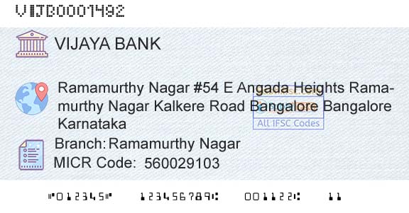 Vijaya Bank Ramamurthy NagarBranch 