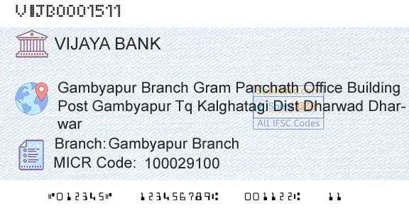 Vijaya Bank Gambyapur BranchBranch 