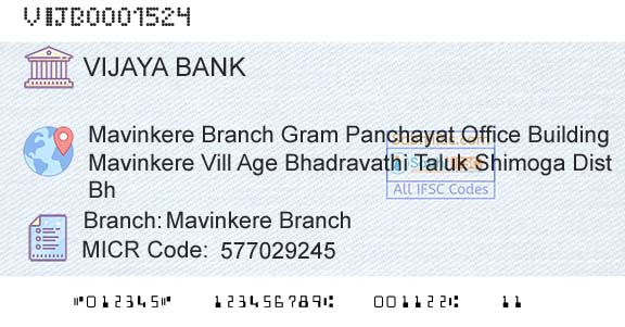 Vijaya Bank Mavinkere BranchBranch 