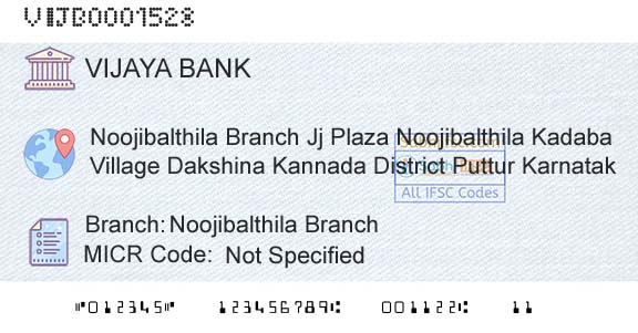 Vijaya Bank Noojibalthila BranchBranch 