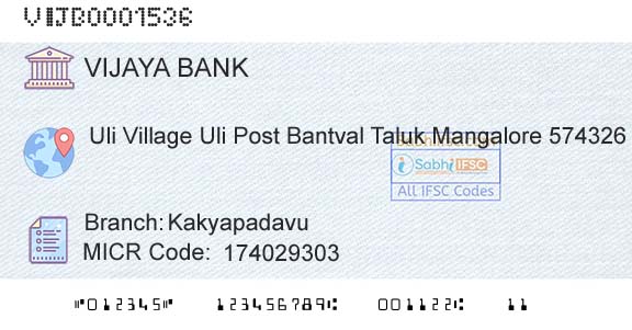 Vijaya Bank KakyapadavuBranch 