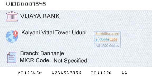 Vijaya Bank BannanjeBranch 