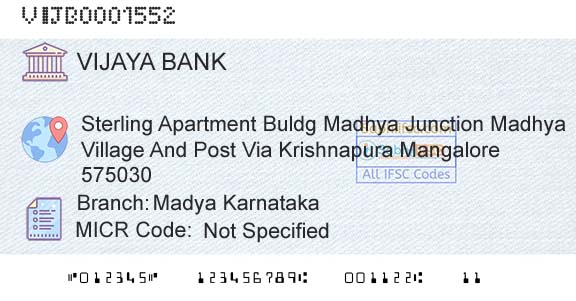 Vijaya Bank Madya KarnatakaBranch 