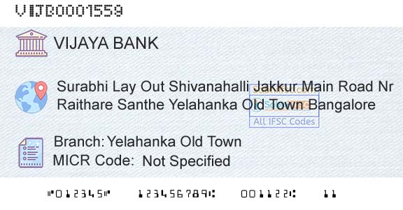 Vijaya Bank Yelahanka Old TownBranch 