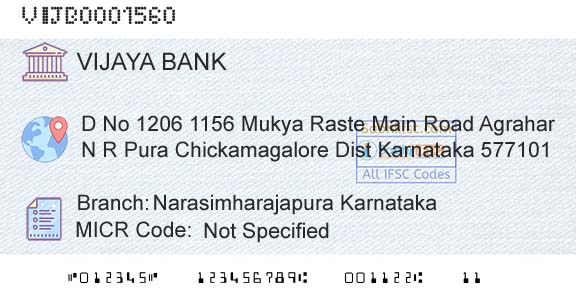 Vijaya Bank Narasimharajapura KarnatakaBranch 