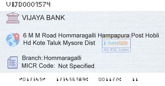Vijaya Bank HommaragalliBranch 