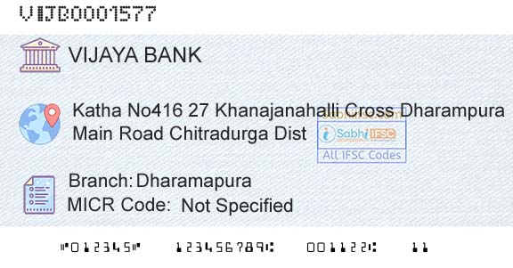 Vijaya Bank DharamapuraBranch 