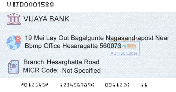 Vijaya Bank Hesarghatta RoadBranch 