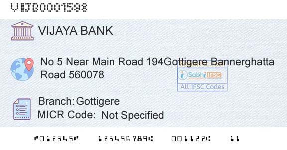 Vijaya Bank GottigereBranch 