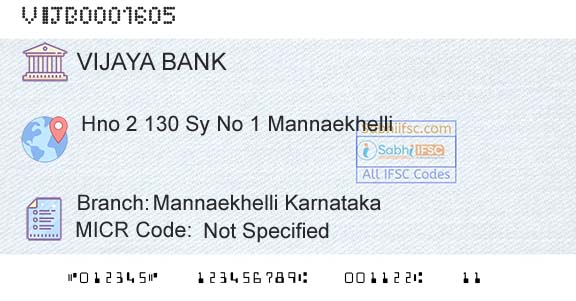 Vijaya Bank Mannaekhelli KarnatakaBranch 