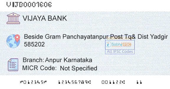 Vijaya Bank Anpur KarnatakaBranch 