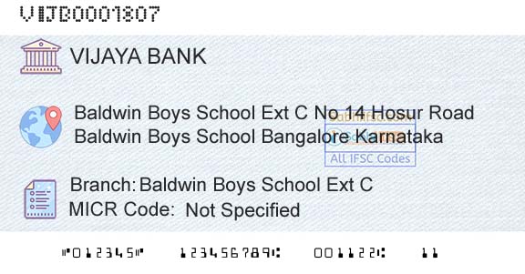 Vijaya Bank Baldwin Boys School Ext CBranch 
