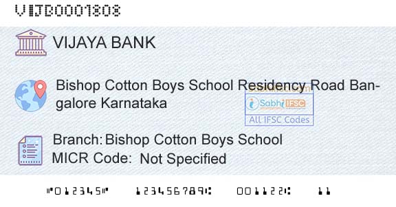 Vijaya Bank Bishop Cotton Boys SchoolBranch 