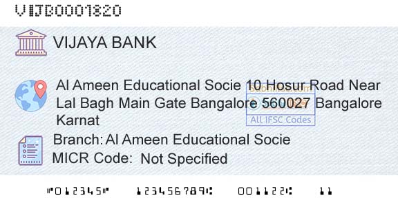 Vijaya Bank Al Ameen Educational SocieBranch 