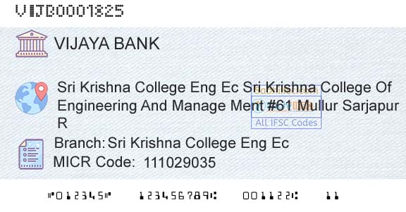 Vijaya Bank Sri Krishna College Eng EcBranch 