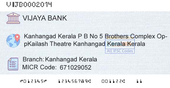 Vijaya Bank Kanhangad KeralaBranch 