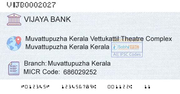 Vijaya Bank Muvattupuzha KeralaBranch 