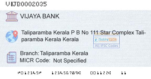 Vijaya Bank Taliparamba KeralaBranch 