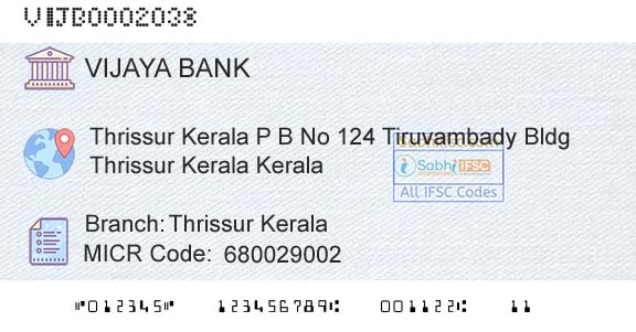 Vijaya Bank Thrissur KeralaBranch 