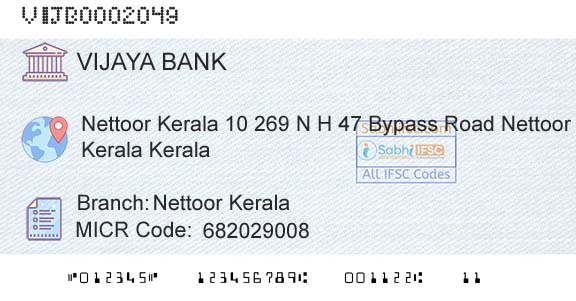Vijaya Bank Nettoor KeralaBranch 