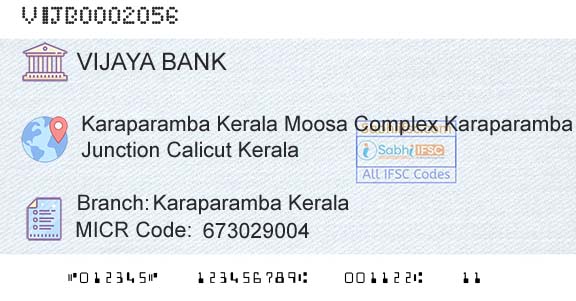 Vijaya Bank Karaparamba KeralaBranch 