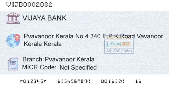 Vijaya Bank Pvavanoor KeralaBranch 