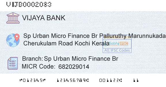 Vijaya Bank Sp Urban Micro Finance BrBranch 