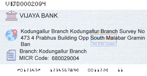 Vijaya Bank Kodungallur BranchBranch 