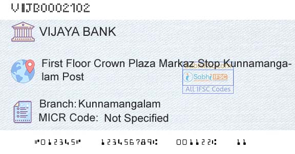 Vijaya Bank KunnamangalamBranch 