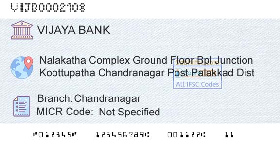 Vijaya Bank ChandranagarBranch 
