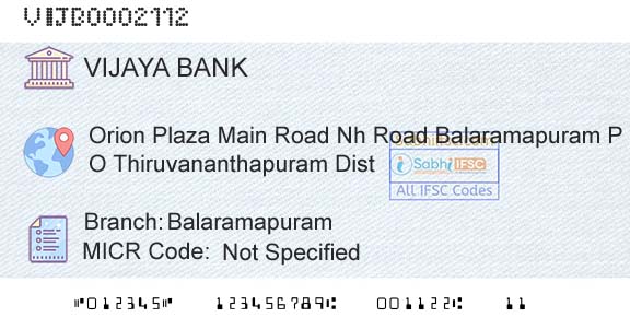 Vijaya Bank BalaramapuramBranch 