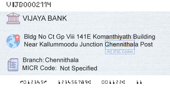 Vijaya Bank ChennithalaBranch 