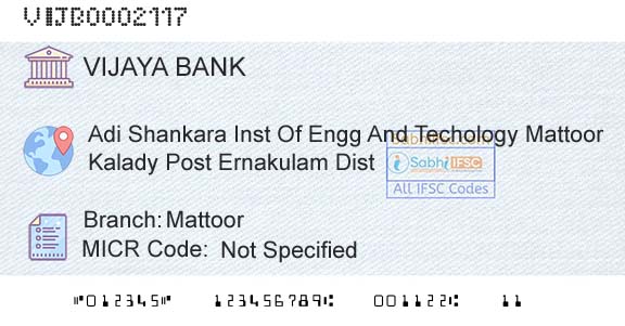 Vijaya Bank MattoorBranch 