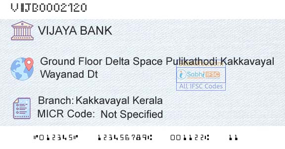 Vijaya Bank Kakkavayal KeralaBranch 