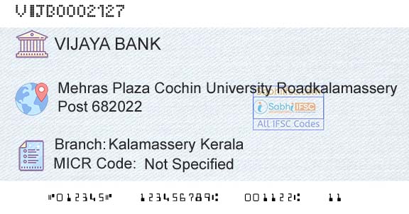 Vijaya Bank Kalamassery KeralaBranch 