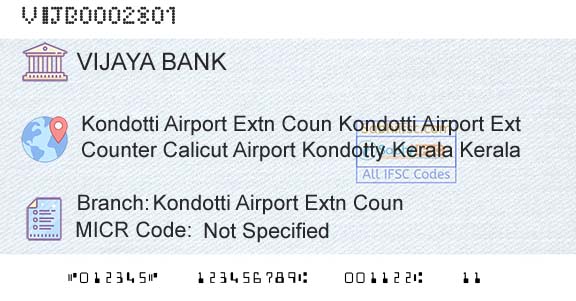 Vijaya Bank Kondotti Airport Extn CounBranch 