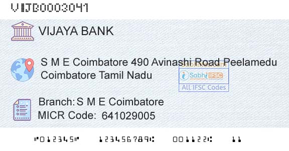 Vijaya Bank S M E CoimbatoreBranch 