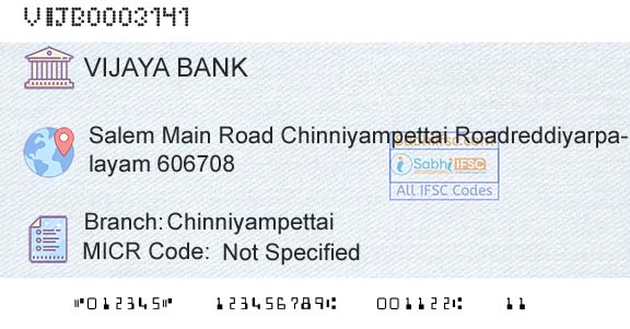 Vijaya Bank ChinniyampettaiBranch 
