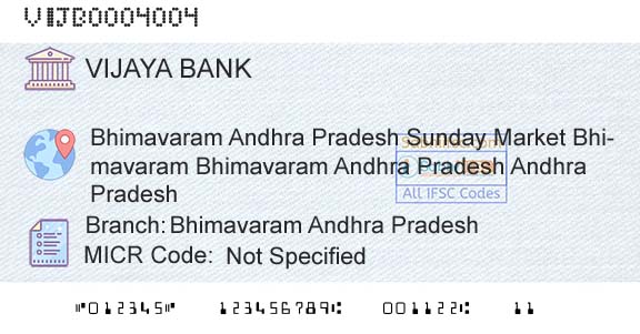 Vijaya Bank Bhimavaram Andhra PradeshBranch 