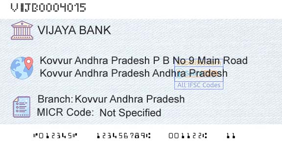 Vijaya Bank Kovvur Andhra PradeshBranch 