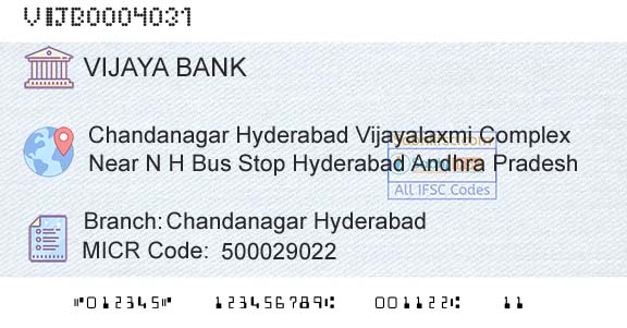 Vijaya Bank Chandanagar HyderabadBranch 