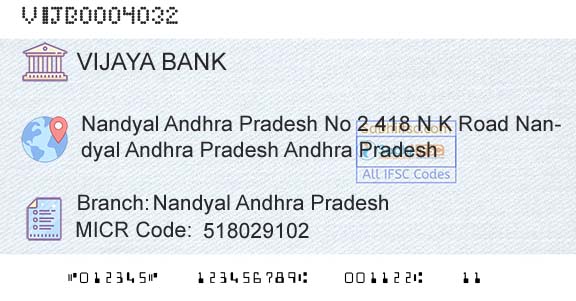 Vijaya Bank Nandyal Andhra PradeshBranch 