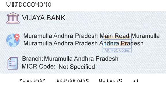 Vijaya Bank Muramulla Andhra PradeshBranch 