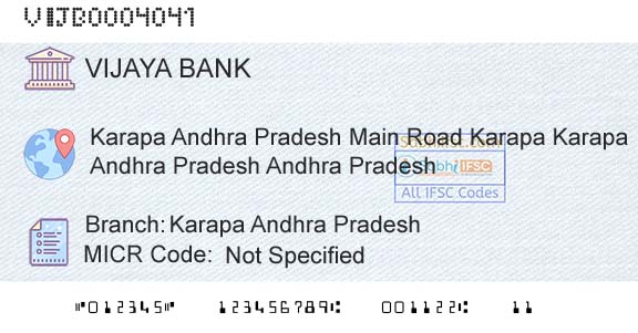 Vijaya Bank Karapa Andhra PradeshBranch 