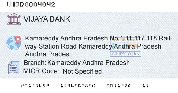 Vijaya Bank Kamareddy Andhra PradeshBranch 