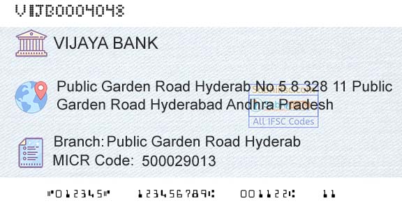 Vijaya Bank Public Garden Road HyderabBranch 
