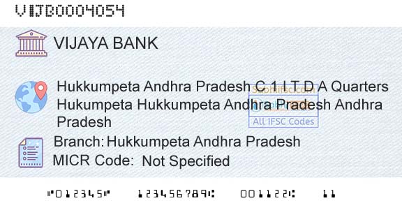 Vijaya Bank Hukkumpeta Andhra PradeshBranch 